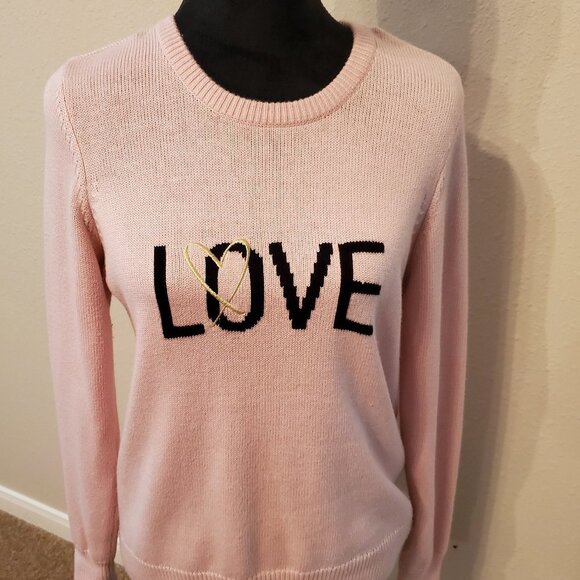Victoria's Secret Tops - Victoria Secret women crew neck sweater "Love" pink. size M.